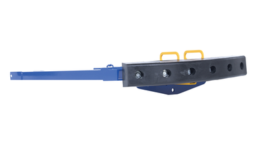 Steel Fork Truck Hook Base 38 In. Length With Steel/Rubber Push Bumper-Attachment to 2 In. Receiver 15 In. x 28 In. x 5-3/4 In Blue/Yellow